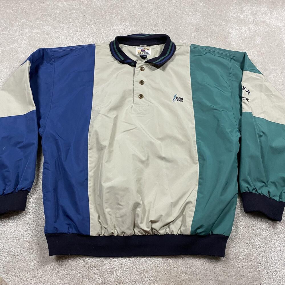 VTG Cutter & Buck Jacket Mens XL Colorblock Golf Pullover Wild Dunes Windbreaker